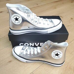 CONVERSE Chuck Taylor ALL STAR HI Metallic Silver A14875C Prom Womens 9 / Mens 7